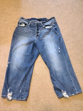 Women's 18 W, Judy Blue Distressed Denim Jeans Wide Legs